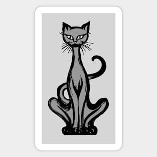 Retro 1970's Groovy Funky Grey Jazz Cat Cartoon Magnet